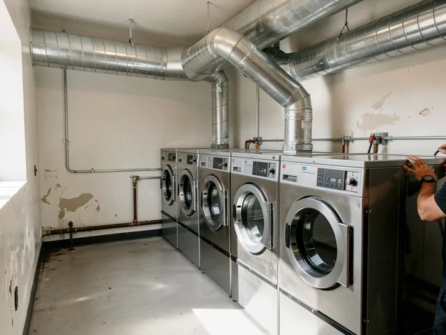 Winchester Dryer Vent Cleaning team performing large-scale commercial dryer vent cleaning in Winchester